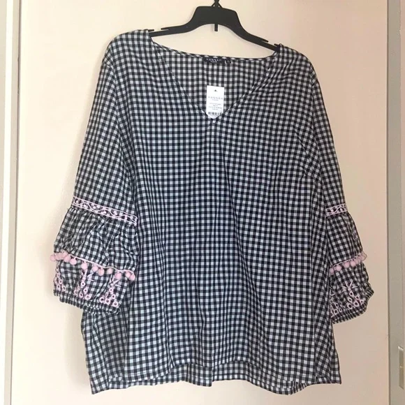 Hannah check tops Black アンドマリー andmary Hannah check tops